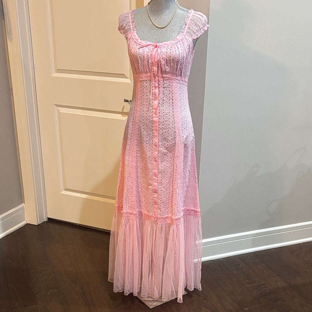 dELiA*s by Dolls Kill Junebug Feels Eyelet Maxi Dress in pink size xs